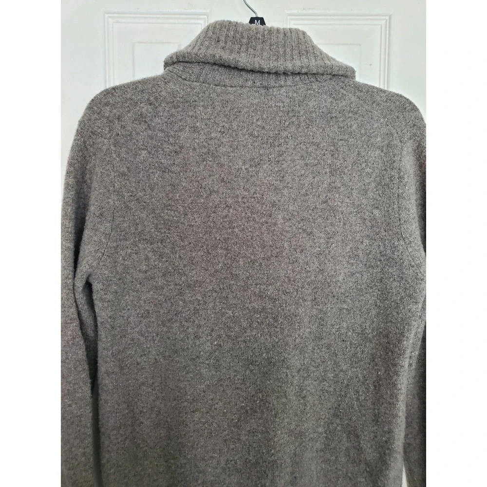 J.Crew Shawl Collar Sweater Brown Lambswool Button Pullover Mens Medium